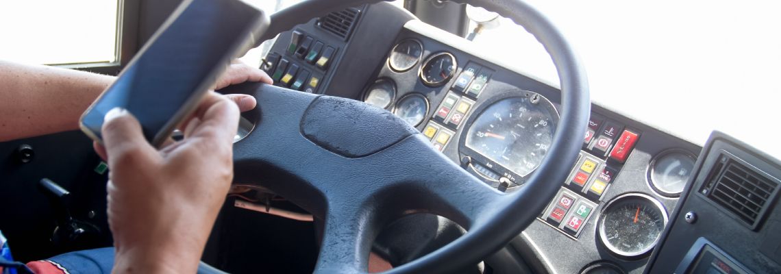 Truck driver using smartphone while driving