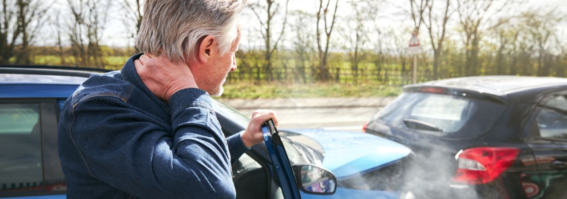 Man with whiplash injury after car crash