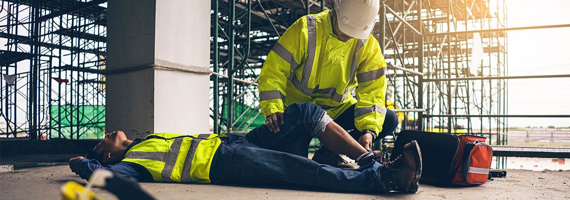 First Aid Provided to injured worker on construction site
