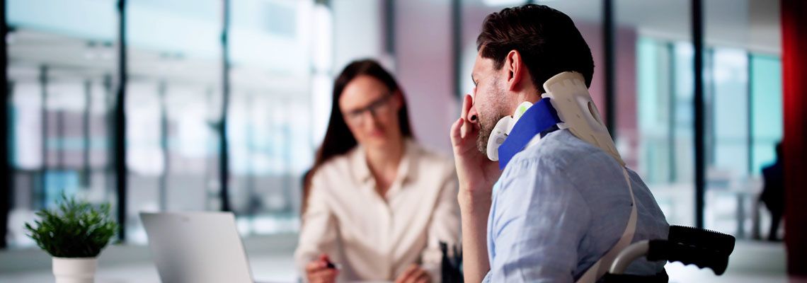 Injured man with insurance agent