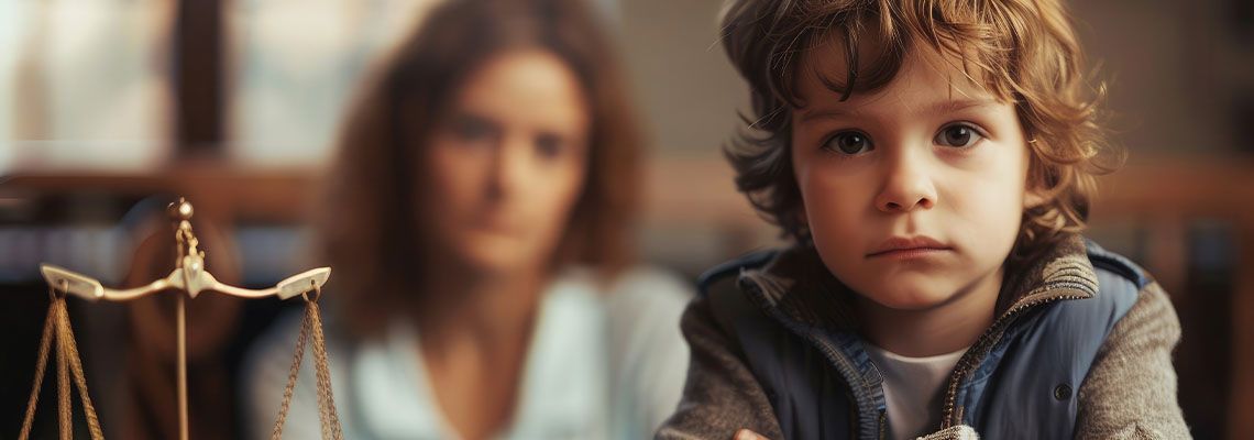 Cute little boy with his mother in background