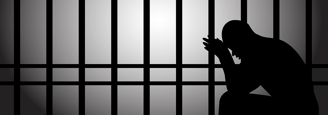 Vector Illustration of A Man Lock up In Prison