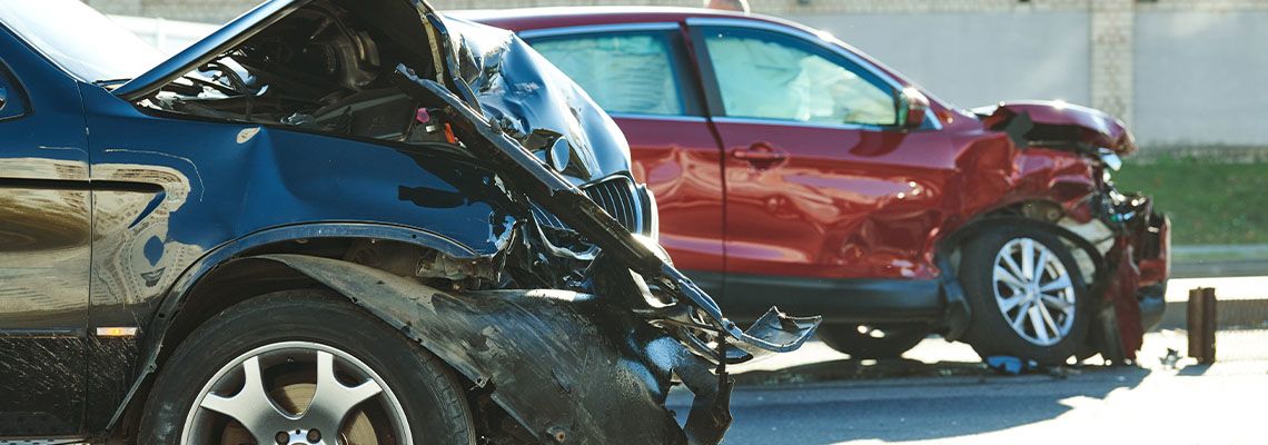 Damaged cars after collision