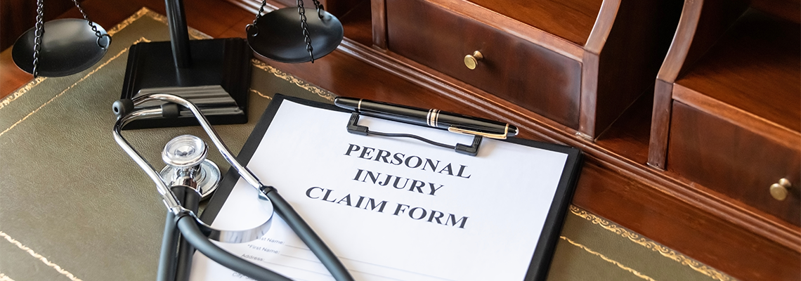 Personal Injury Claim Form on a Lawyer's Desk