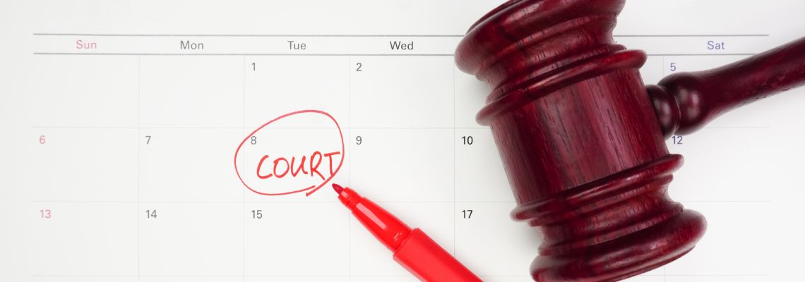 Marked date on calendar with gavel