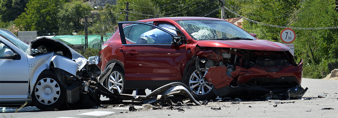 Crash where two cars are involved