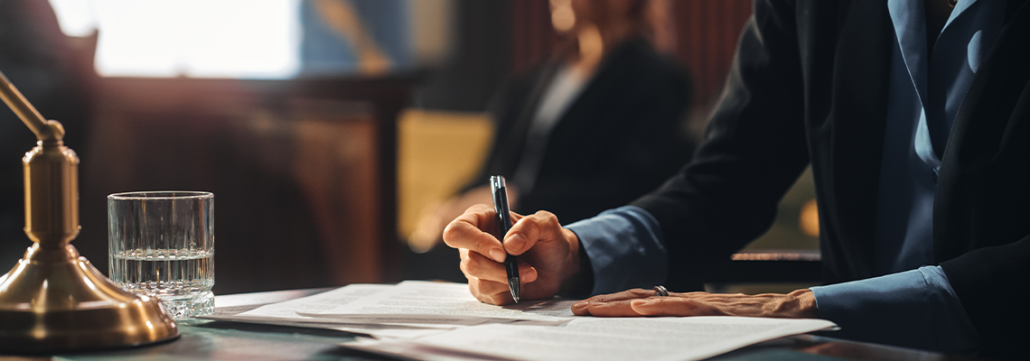 Public Defender Writes Down Arguments for Defence Strategy