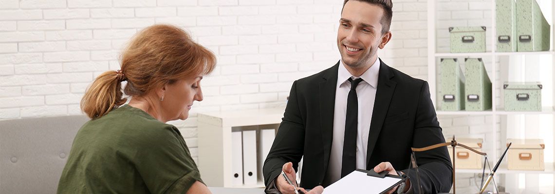 Women consulting with attorney