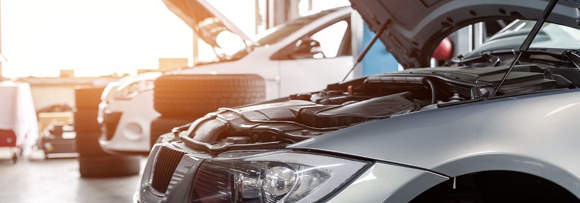 Cars at service station