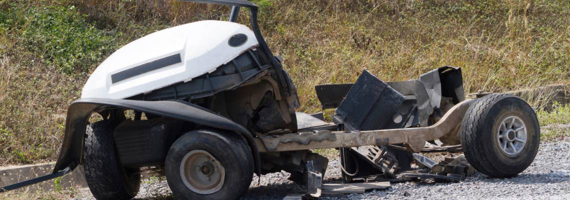 Crashed golf cart