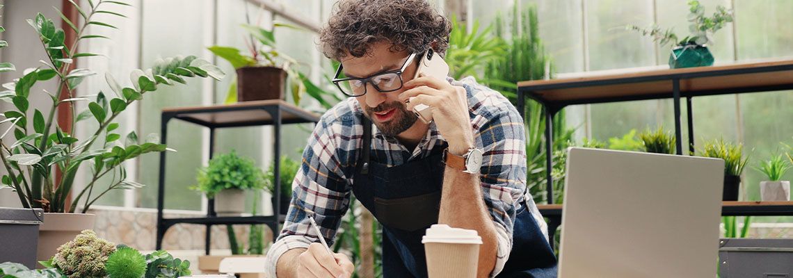 Small Business Owner talking on phone