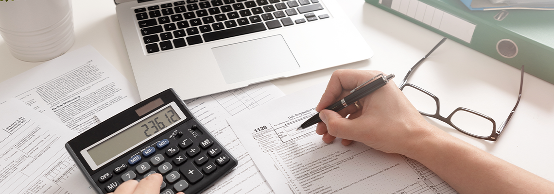 Accountant working with US tax forms