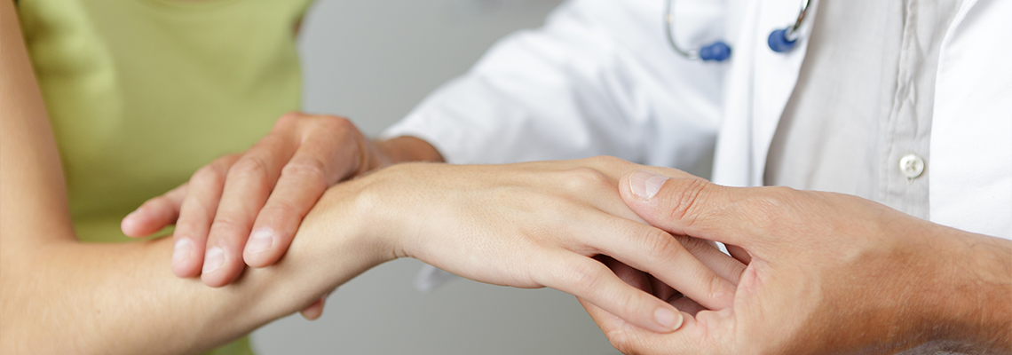 Female hands showing carpal tunnel syndrome