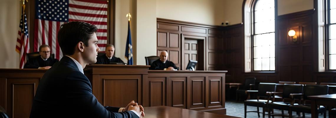 Man at courtroom hearing