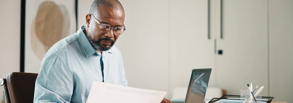 Man reviewing a legal document