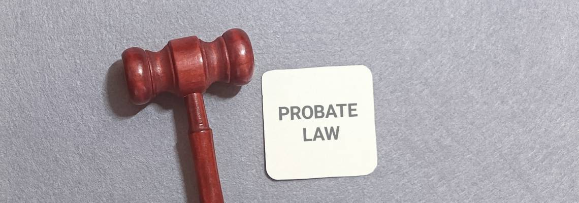 Probate Law text with gavel on desk