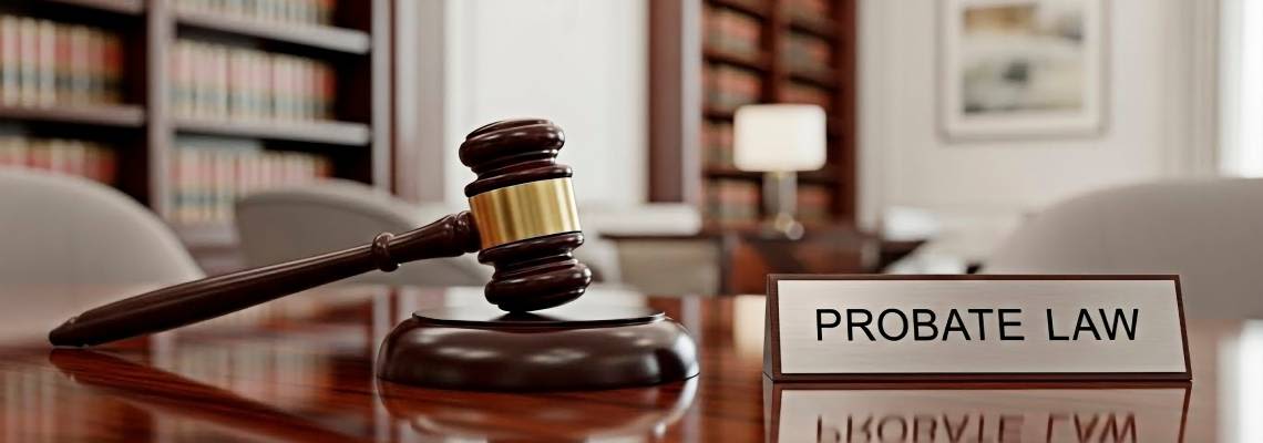 Probate Law name on a board with gavel