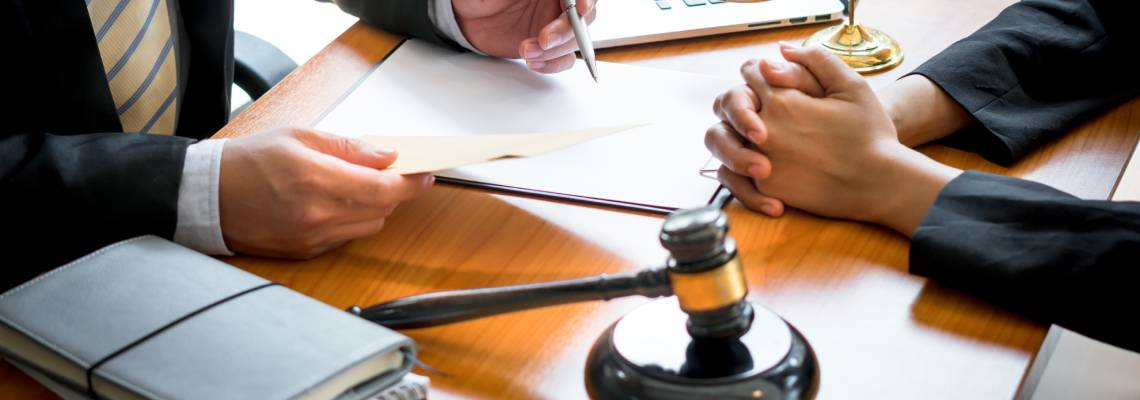 Attorney giving legal advice to client
