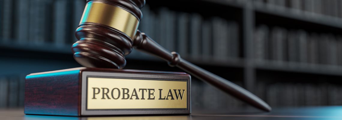 Gavel and probate law text on board