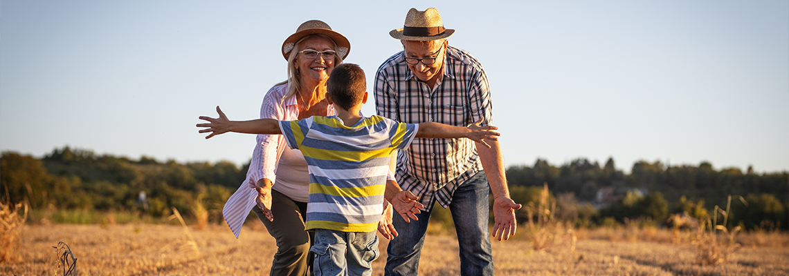 Grandparents having fun with the grandson
