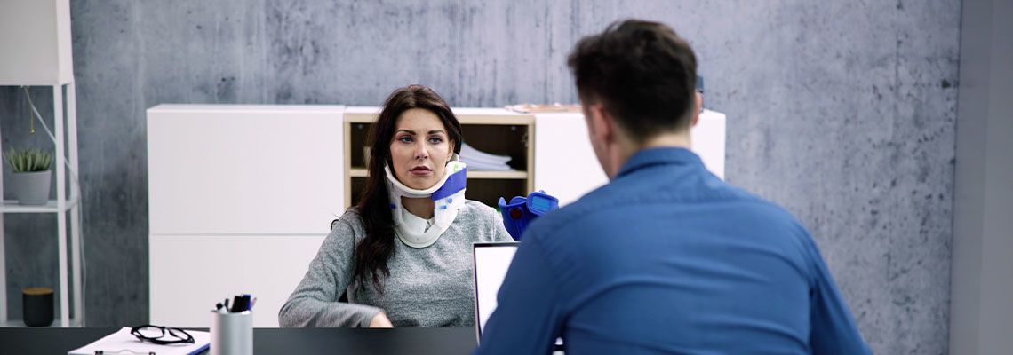 Injured women wirth insurance agent