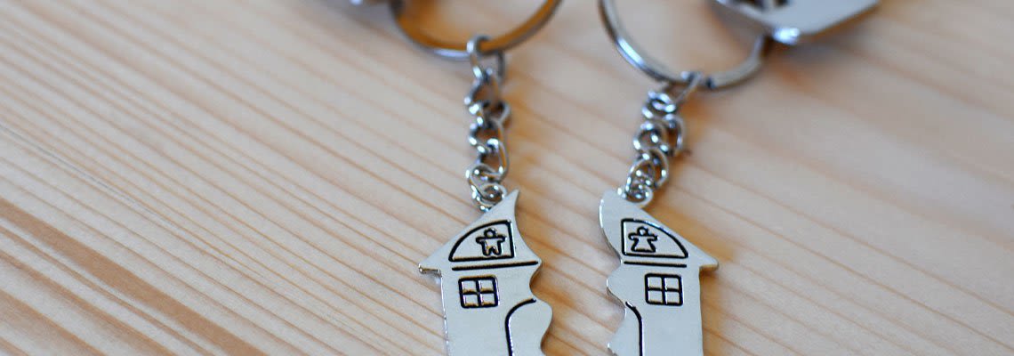 House Keychain Split in Half