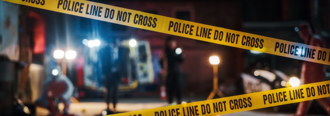 Police investigating a murder scene