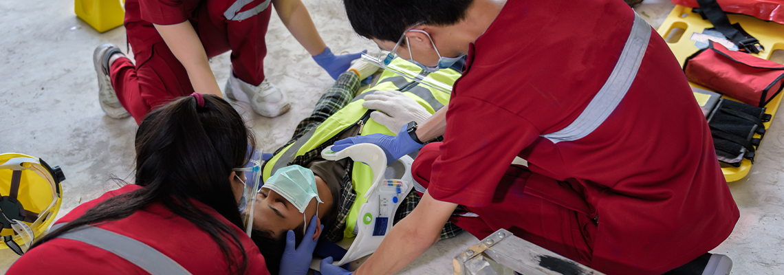 First aid for head injuries and Considered for all trauma incidents of worker