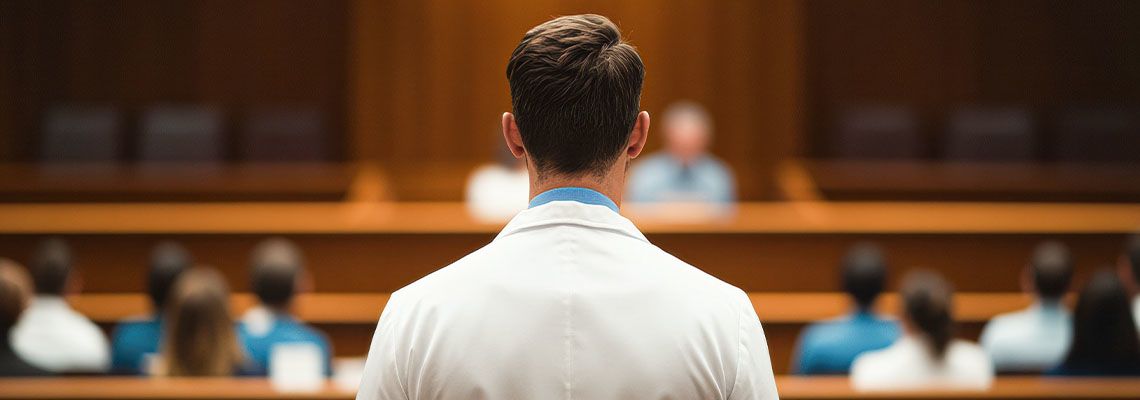 Medical person testifying at the courtroom