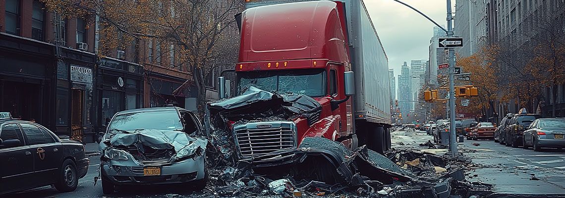 Truck collision with several cars in road