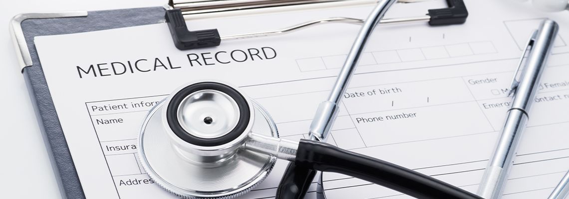 Medical Record Log sheet and Stethoscope
