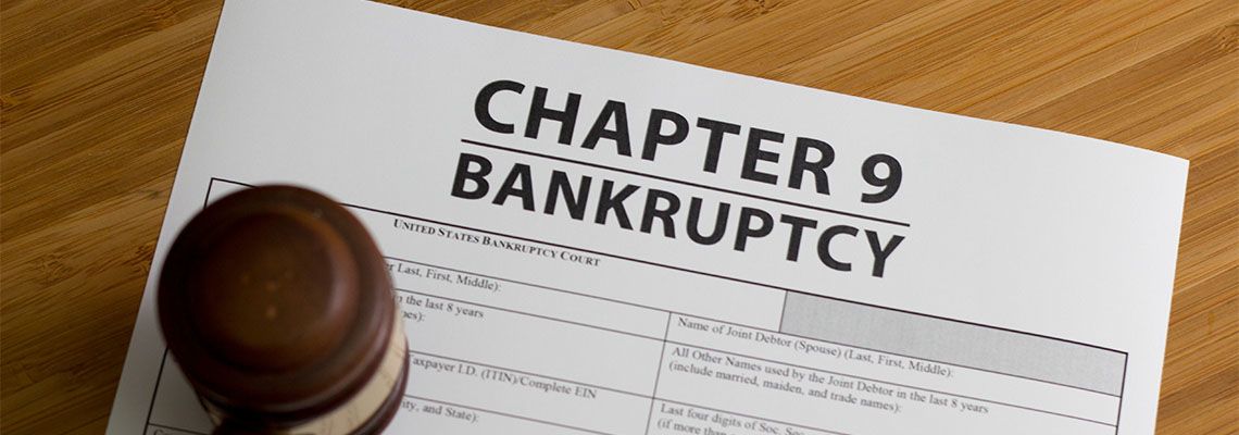 Chapter 9 Bankruptcy file and gavel on table