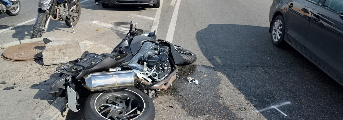Motorcycle accident on the city road