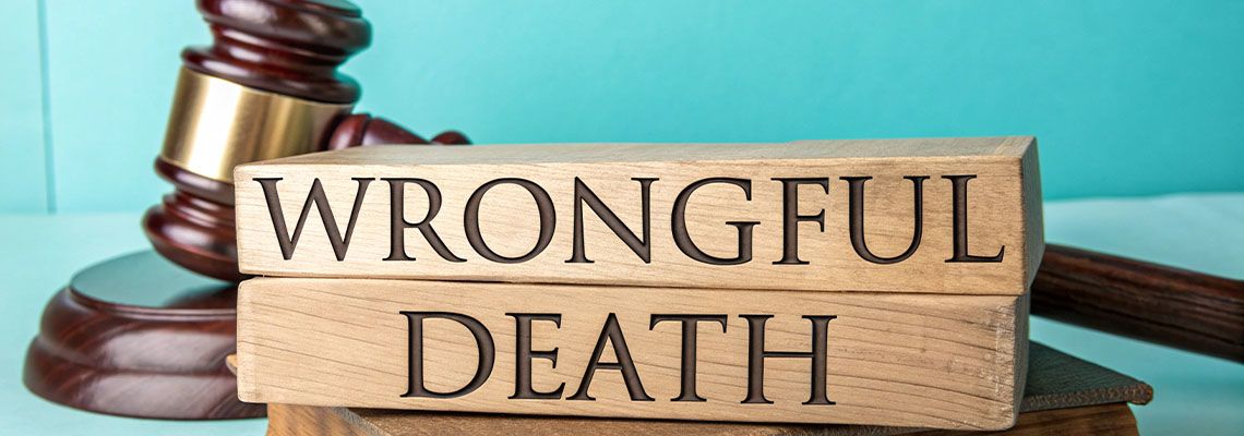 Wooden gavel and blocks with term Wrongful Death