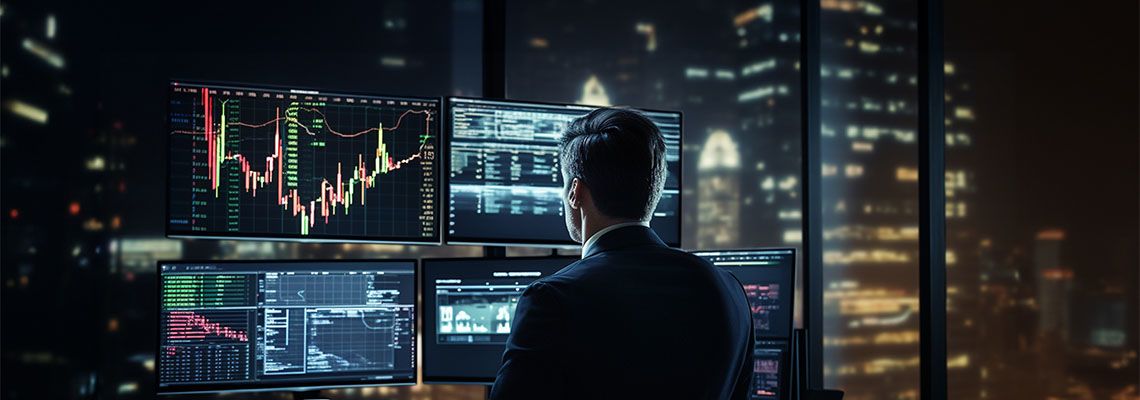 Trader analyzing stock