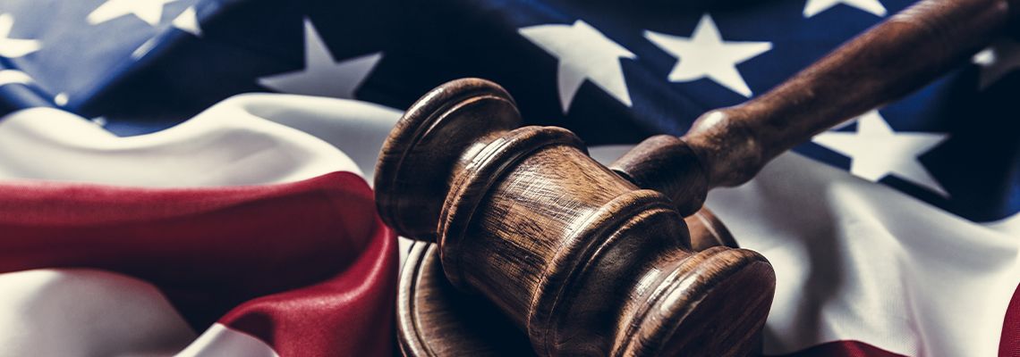 Flag of USA and Gavel