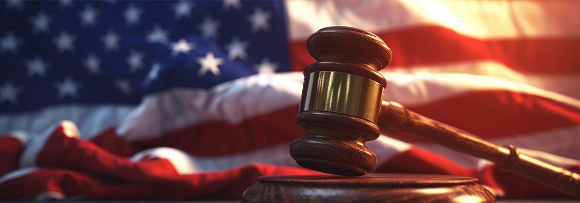 Flag of USA and gavel