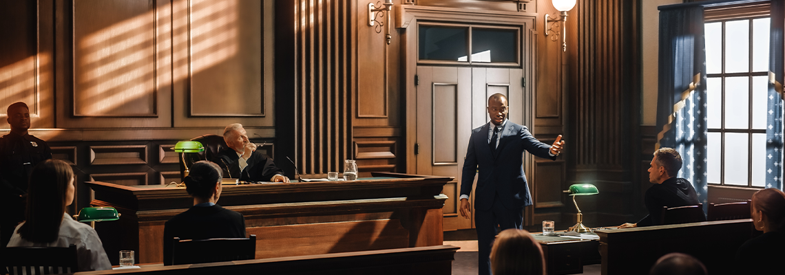 Male Public Defender Presenting Case