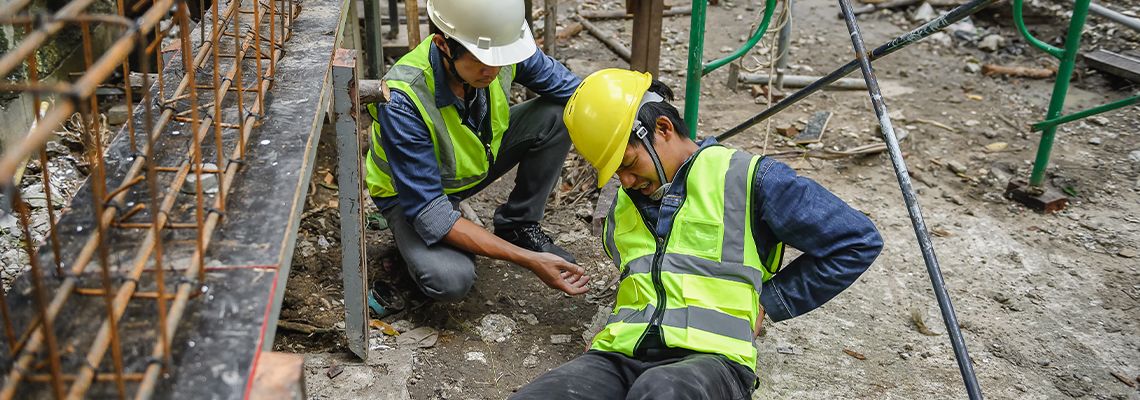 Injured worker in a construction site