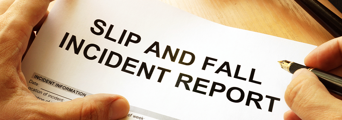 Slip and fall injury report on a table