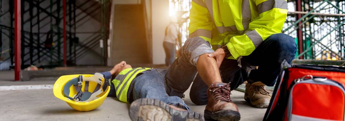 Injured worker in construction site