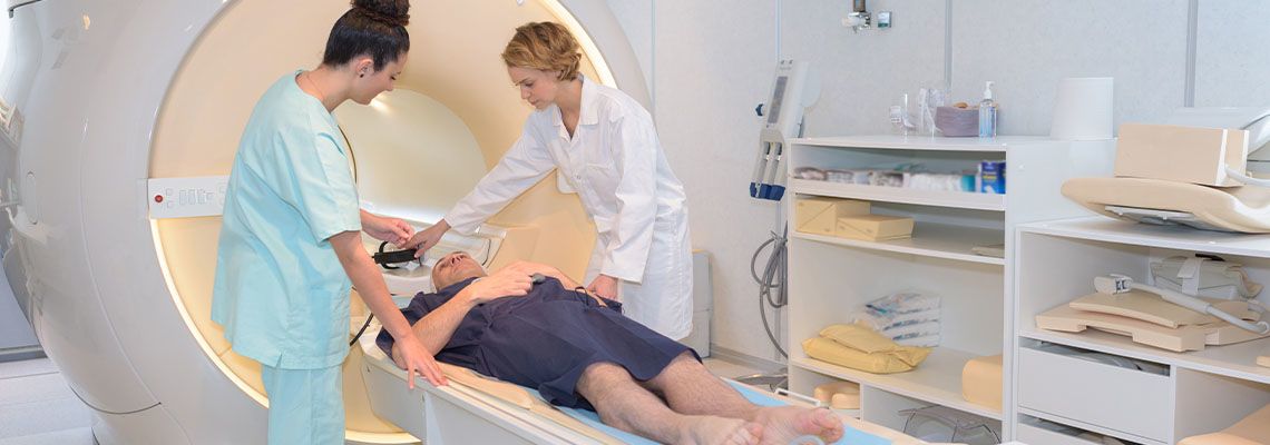 Patient undergoing MRI scan at hospital