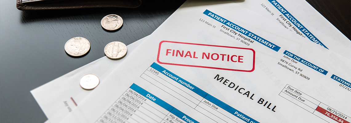 Medical bill, rising medical cost concept