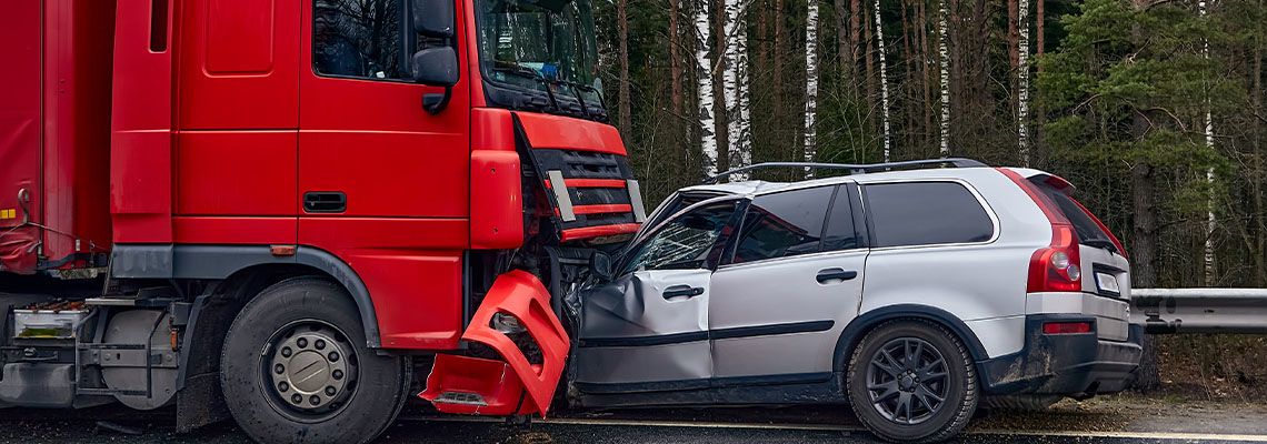 Car crash with truck in road