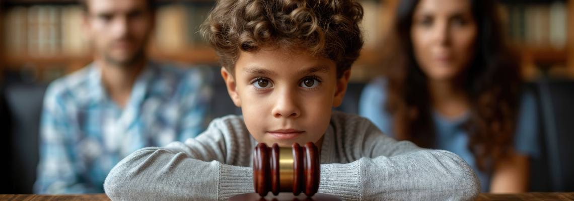 Child, Gavel and Parents in background