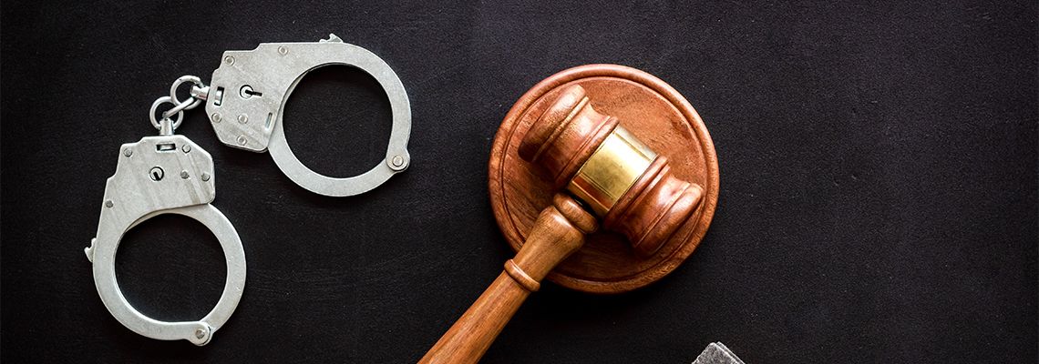 Handcuff and gavel