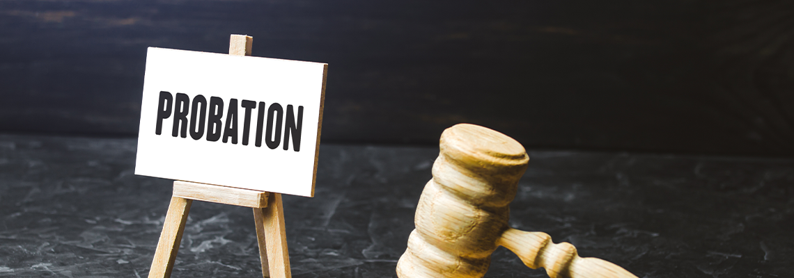 Probation on a paper and judge's gavel