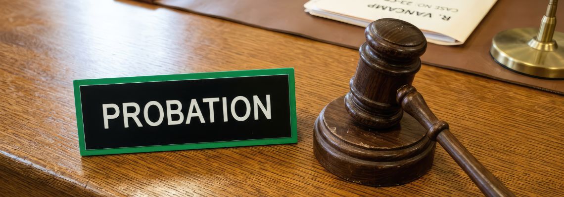 Gavel with Probation sign in desk