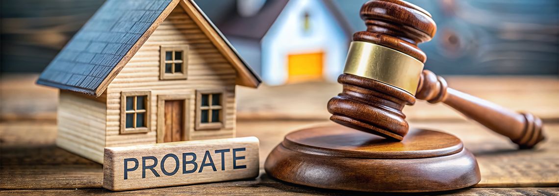 Gavel, Wooden House & Probate Word