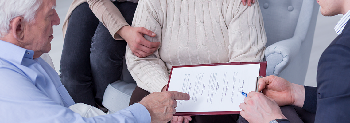 Discussing the details of the senior man's last will